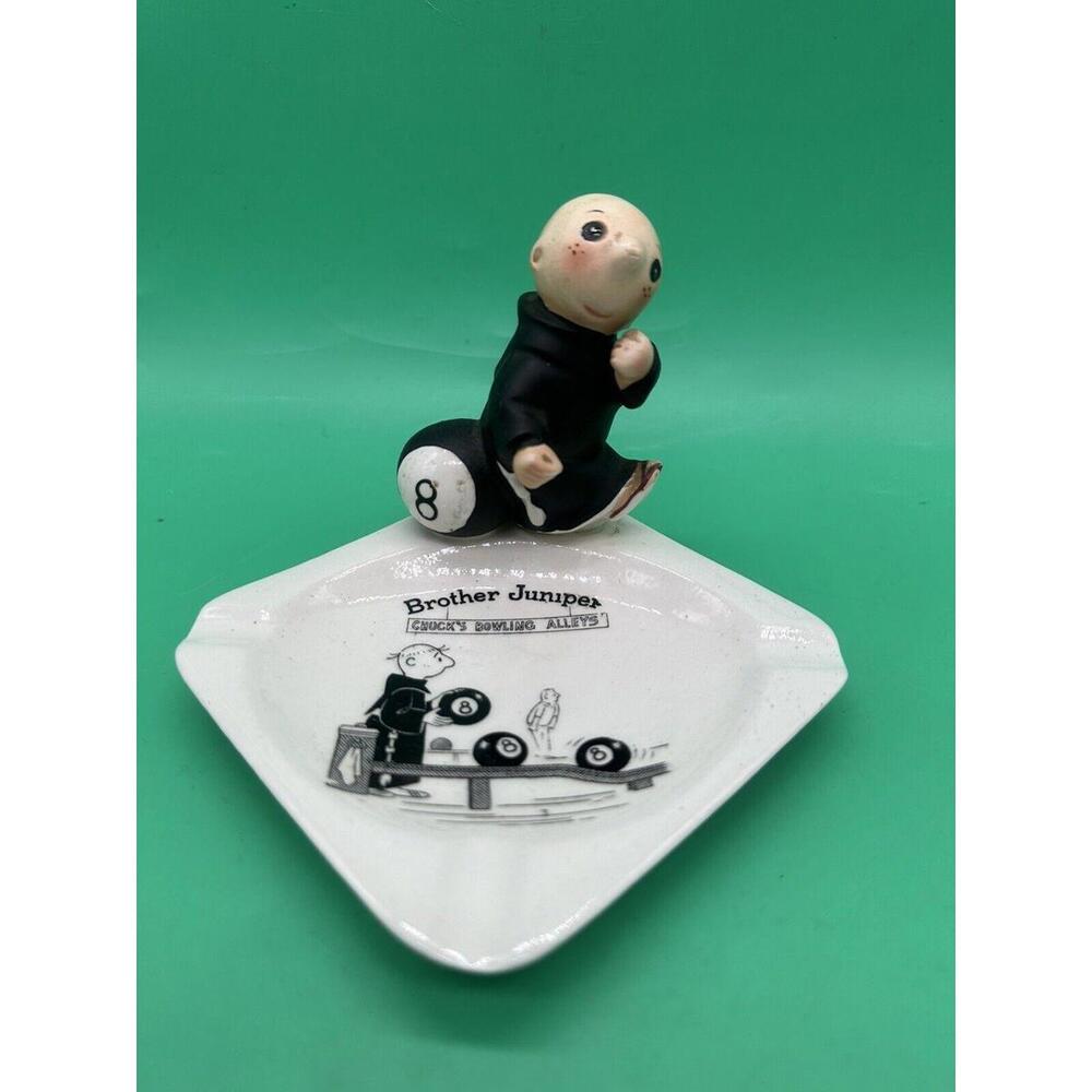 Vintage Brother Juniper Chuck’s Bowling Alleys Ashtray Japan Ceramic